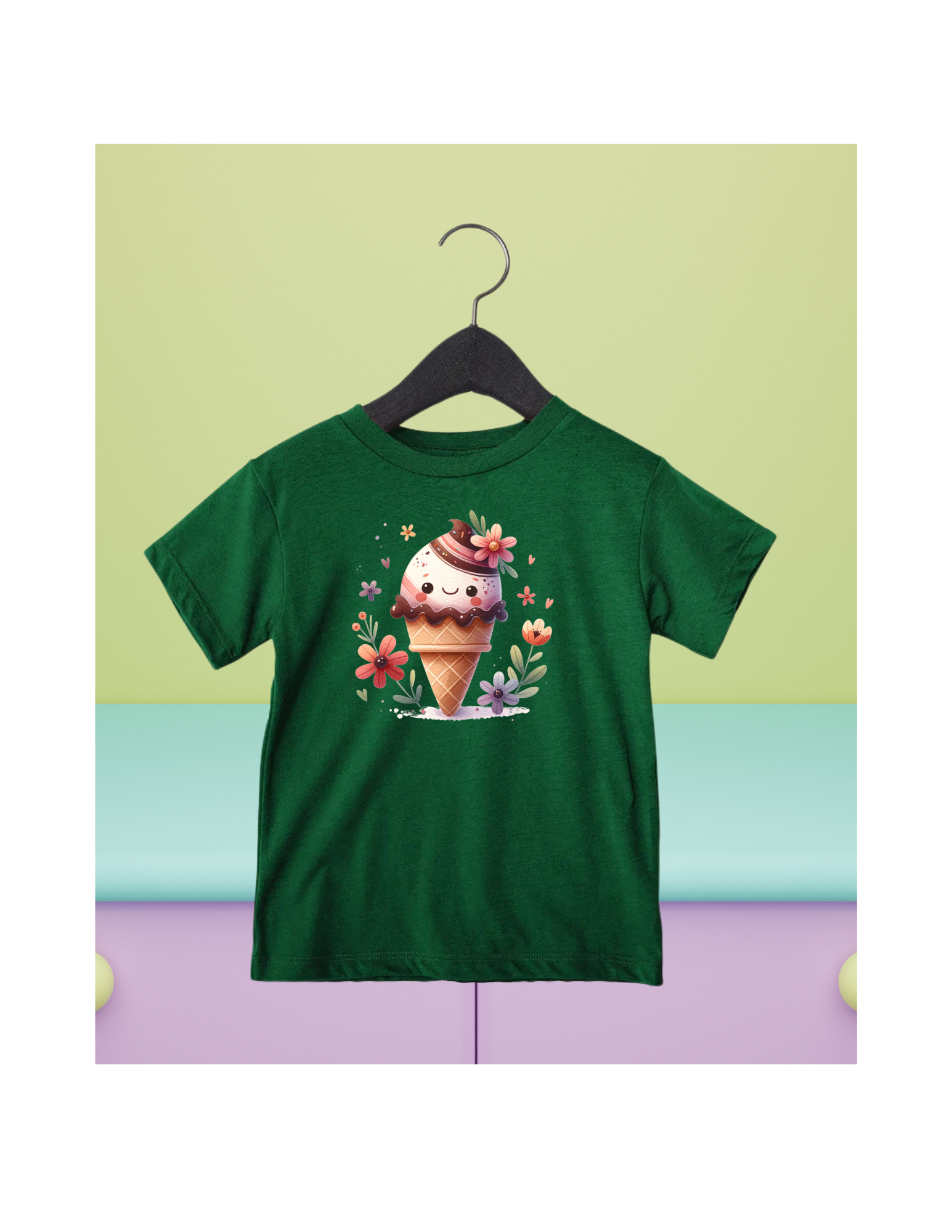TODDLER FLOWERED ICE CREAM T-SHIRT